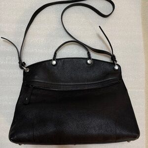 Furla Piper Dome Black Leather Shoulder Bag Top Handle